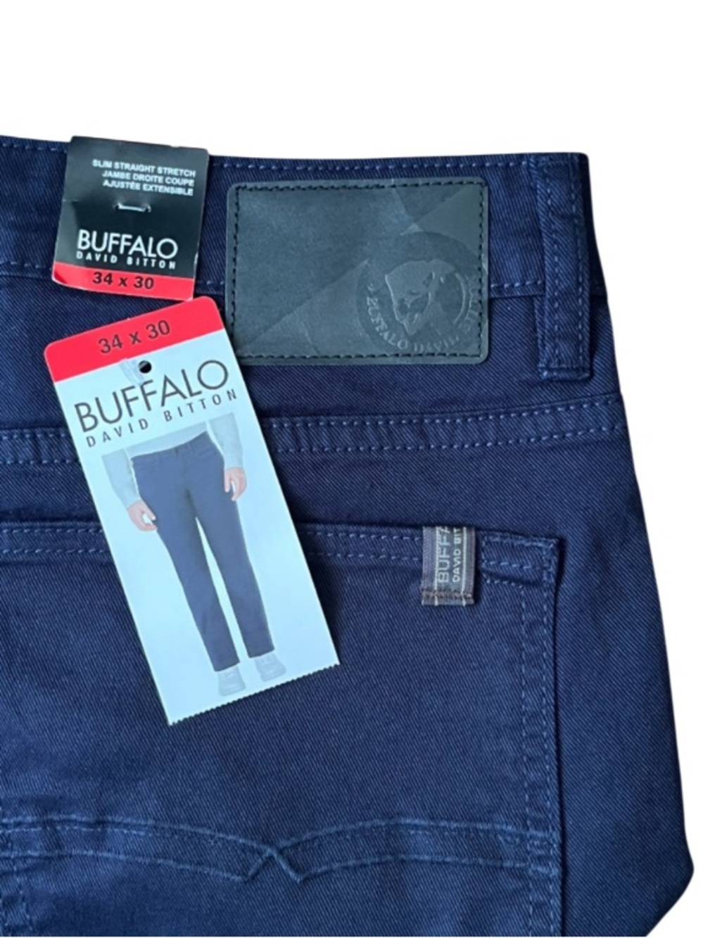 NWT Buffalo David Bitton Deep Blue Slim Straight Jean Pants Modern Fit 34 x 30